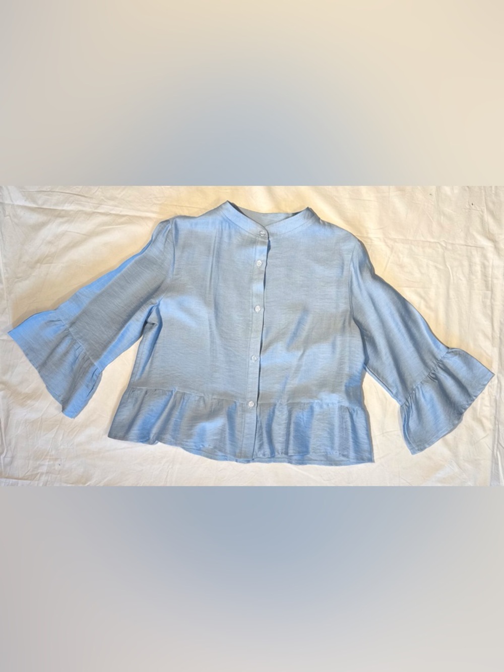 SHEIN Ice Blue Flounced Blouse